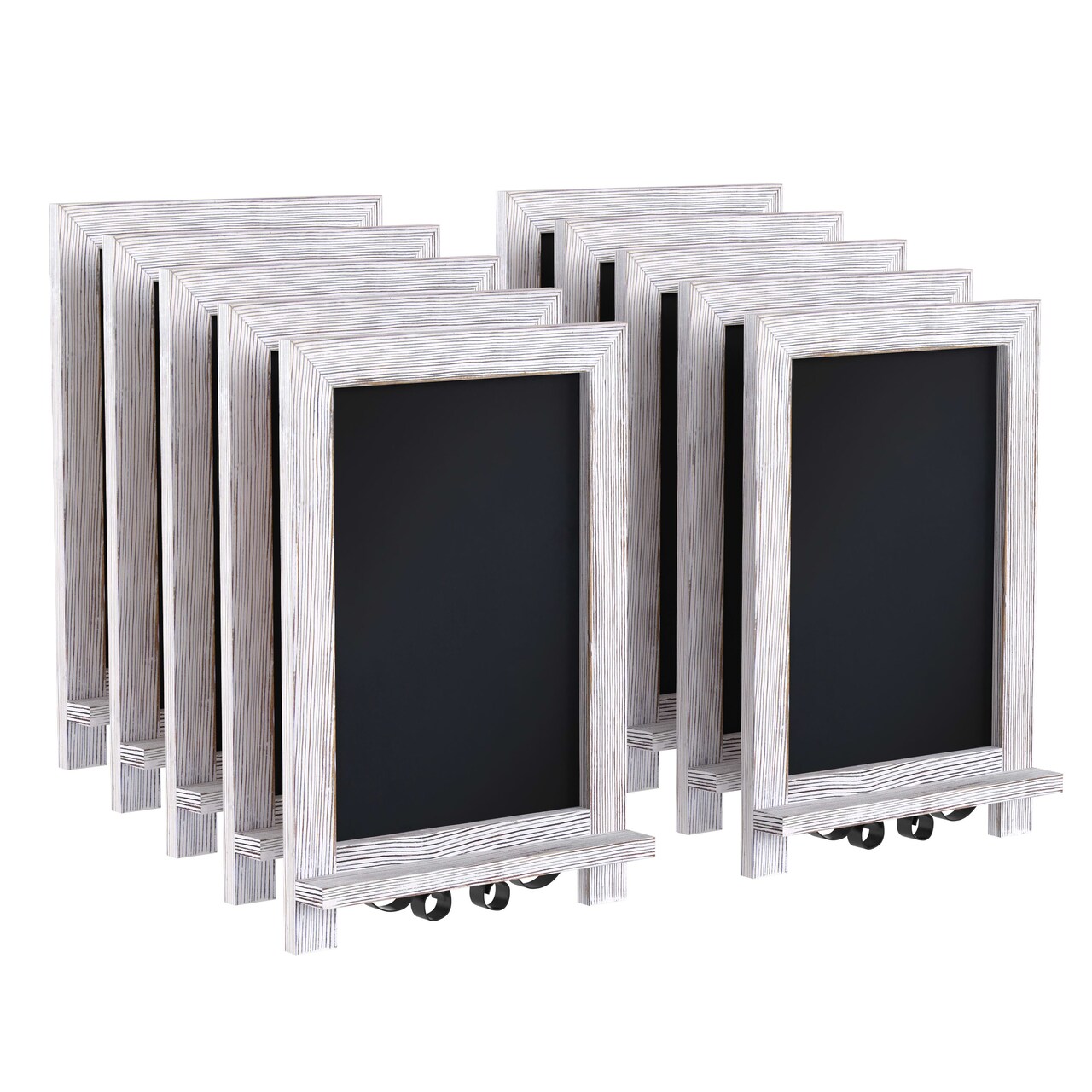 Merrick Lane Magda Set of 10 Wall Mount or Tabletop Magnetic Chalkboards with Folding Metal Legs